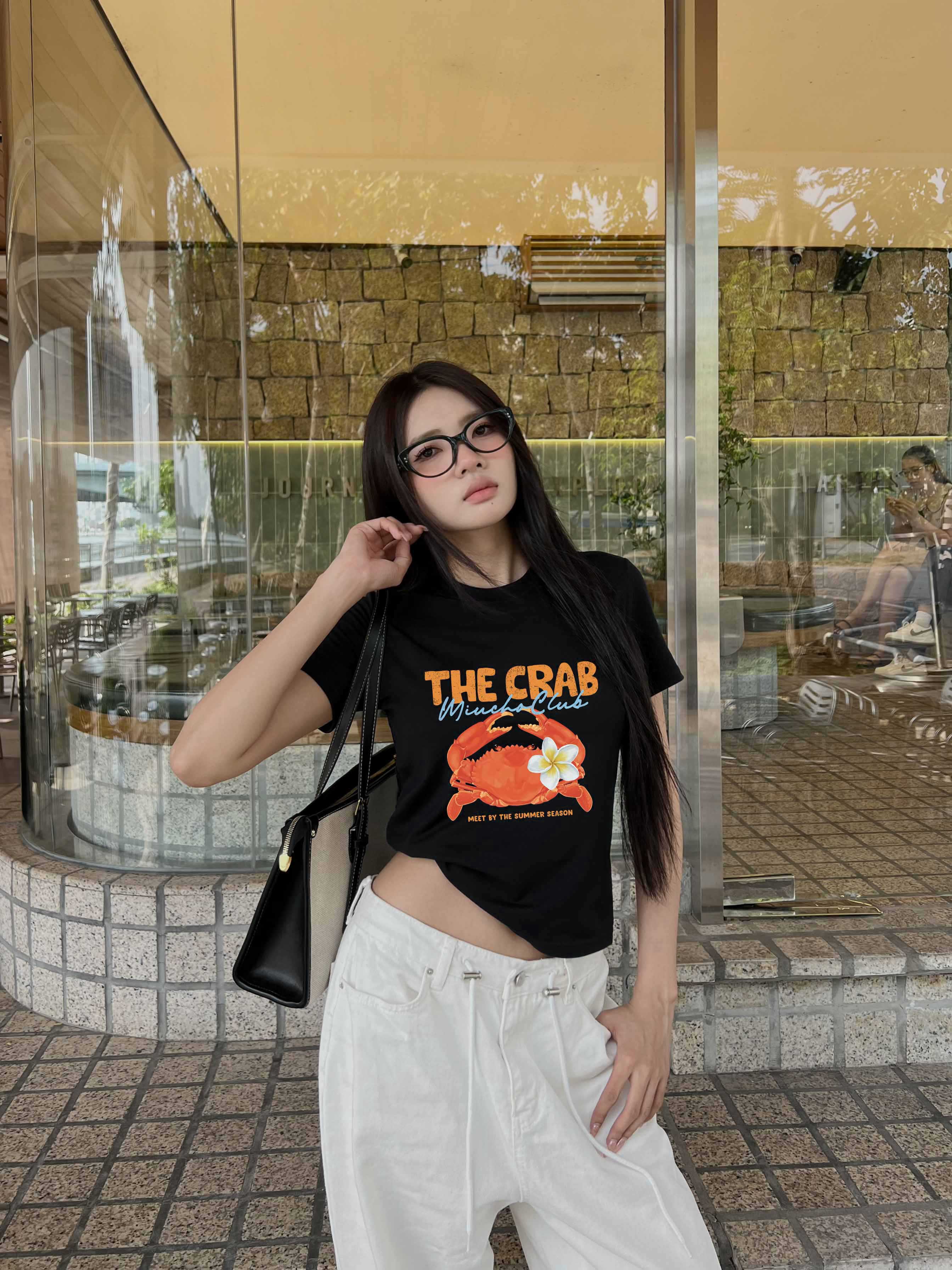 Áo baby tee form ôm hè biển 2228 Miucho cổ tròn vải cotton 4 chiều co giãn thoáng mát in mix_thumbnail_2