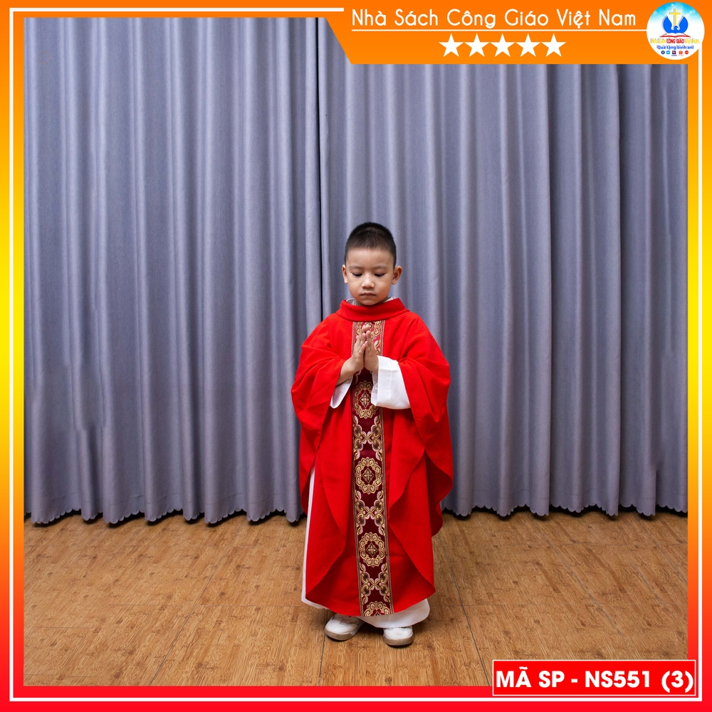 Bộ áo lễ linh mục nhí cho thiếu nhi (áo trong + áo ngoài) may theo yêu cầu - Cổ võ ơn gọi NS551_thumbnail_1