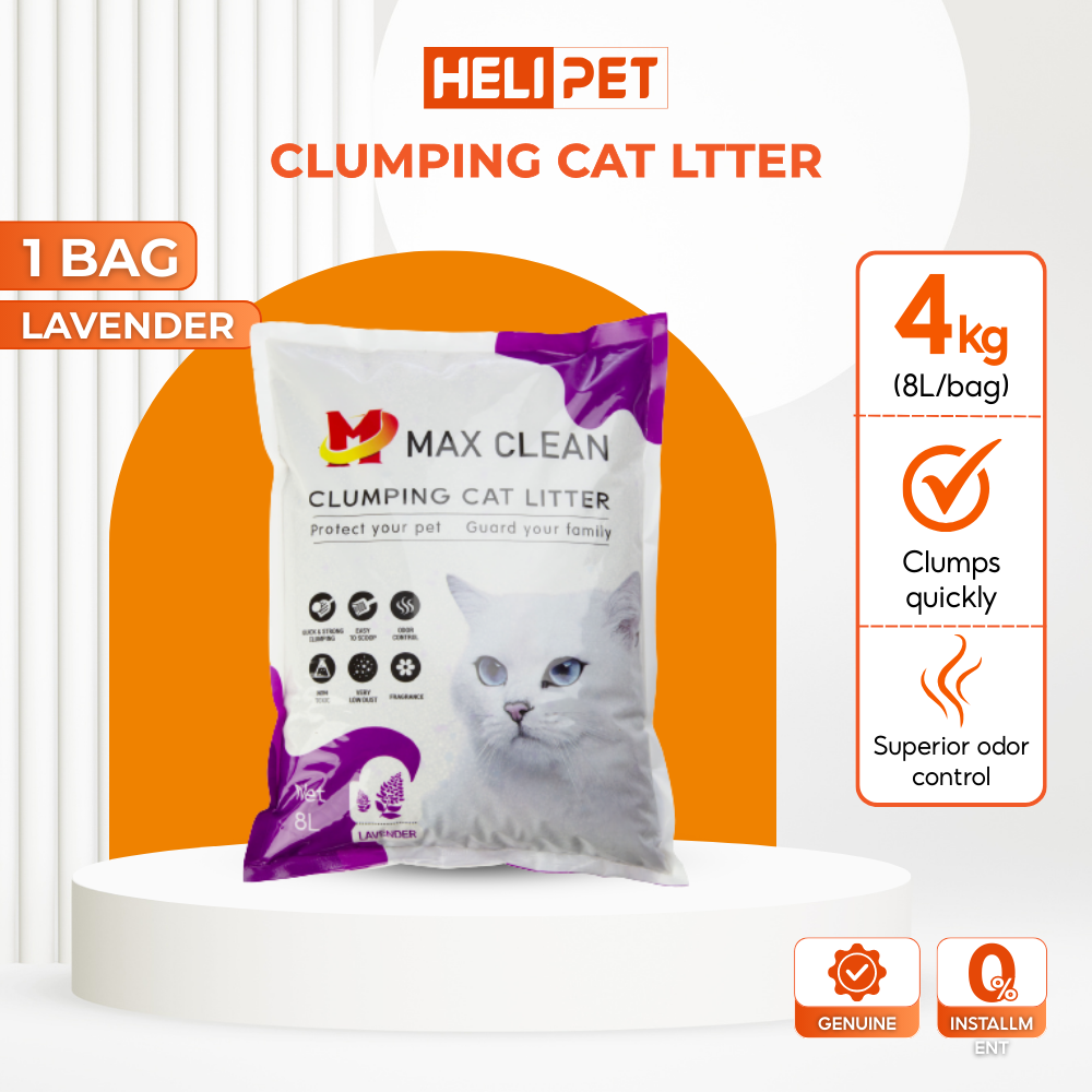 Max Clean Clay Cat Litter - Lavender Scent - Super Clumping, Low Dust