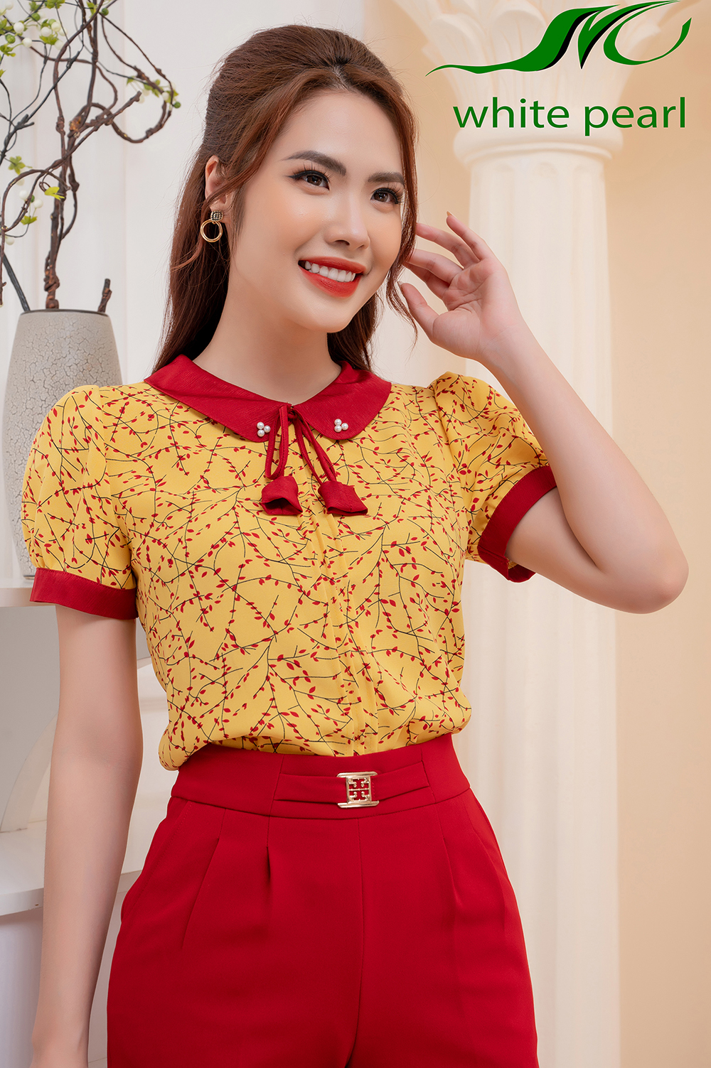 Quần short đai ngang cạp 4 phân thời trang công sở White Pearl_thumbnail_3