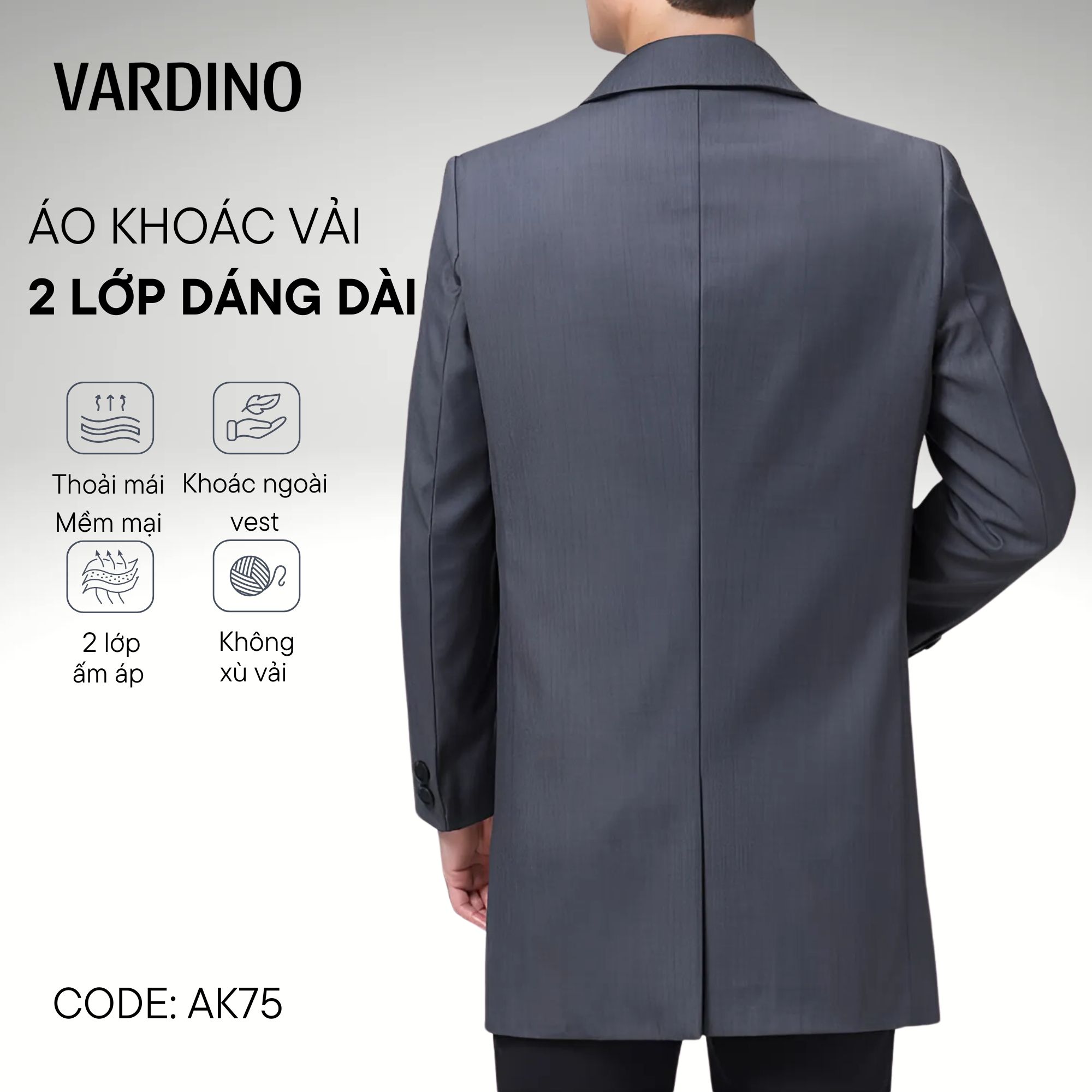 Áo khoác nam măng tô Vardino AK75