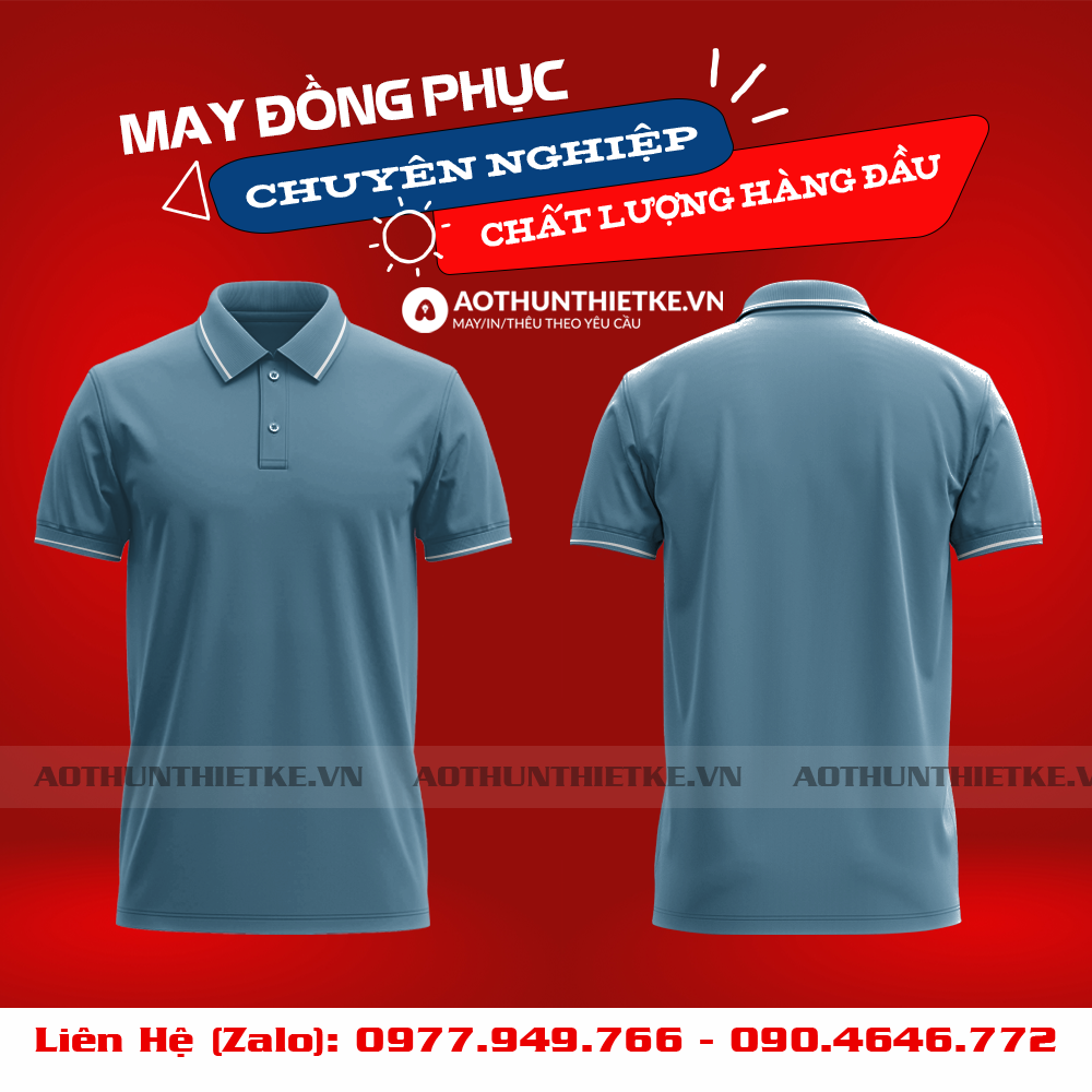 Áo Đồng Phục Polo 1 Sọc Xám Xanh_thumbnail_0