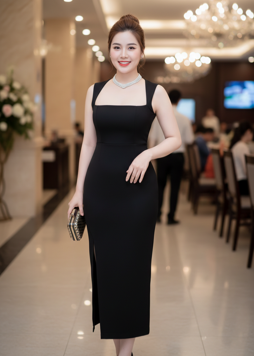 Đầm body xẻ đùi cổ nữ hoàng_thumbnail_3