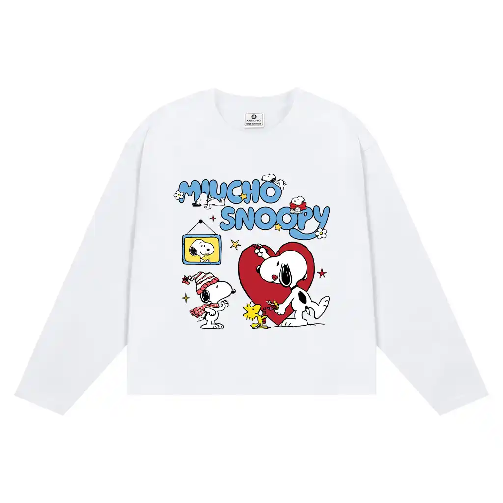 Áo thun boxy nam nữ Miucho vải cotton dày dặn thoáng mát tay dài chuẩn form Snoopy in mix 2772