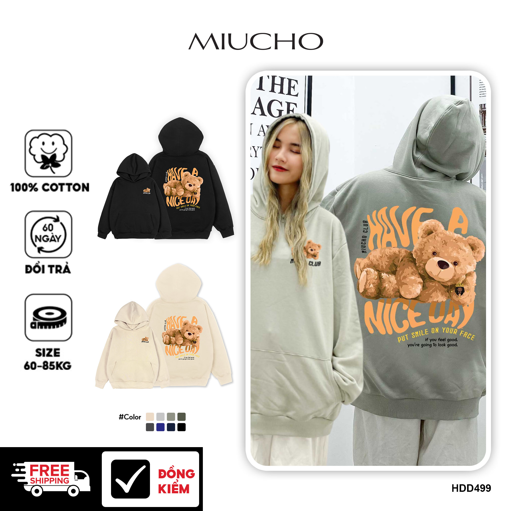 Áo hoodie unisex form rộng HDD499 Miucho chân cua in mix_thumbnail_1