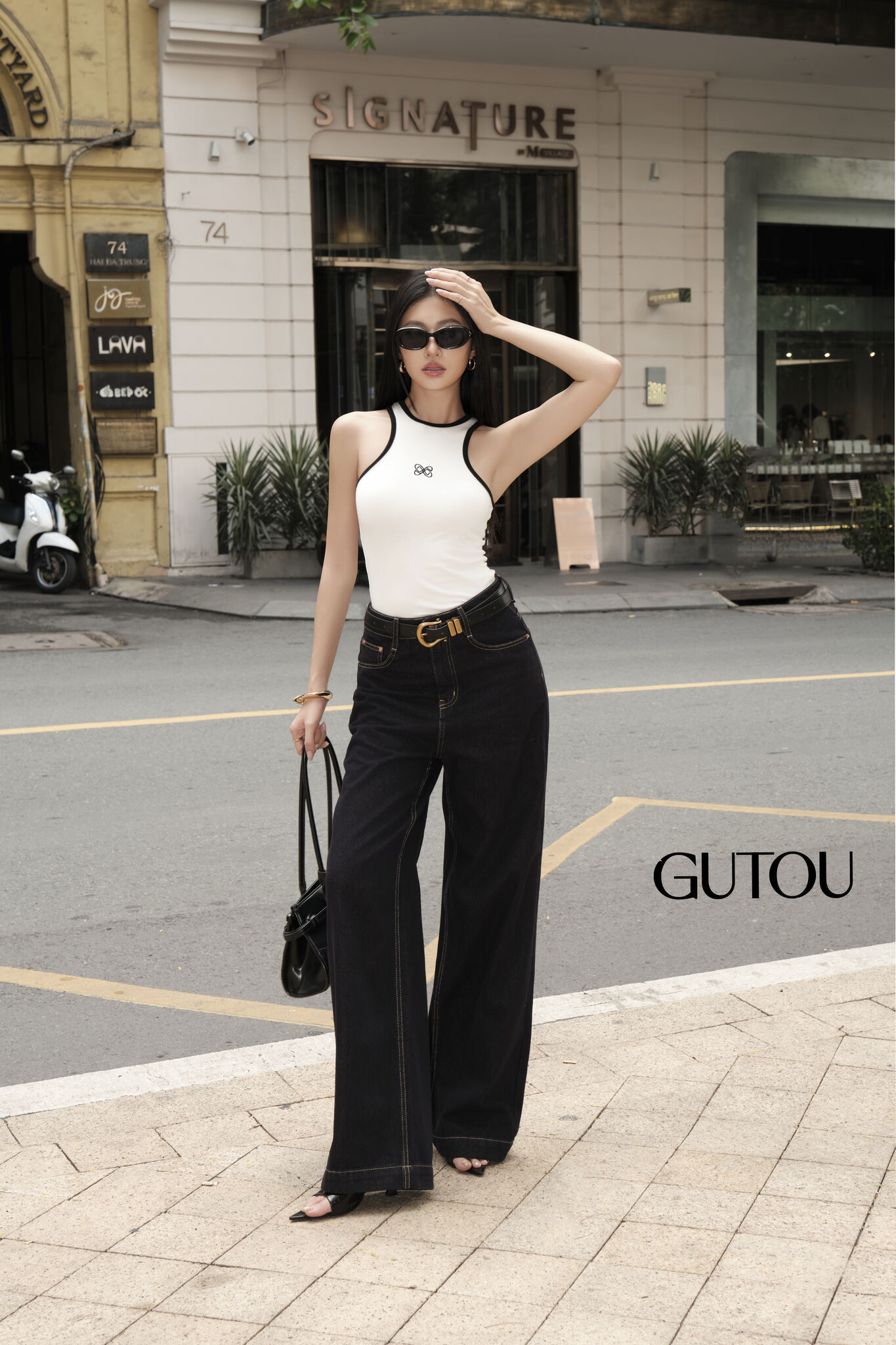 [ GUTOU ] Quần Jean Suông Culottes Xanh Đen Cá Tính
