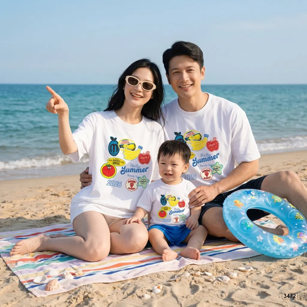 Áo thun form rộng bé và gia đình Hello Summer Kado 3471_thumbnail_4