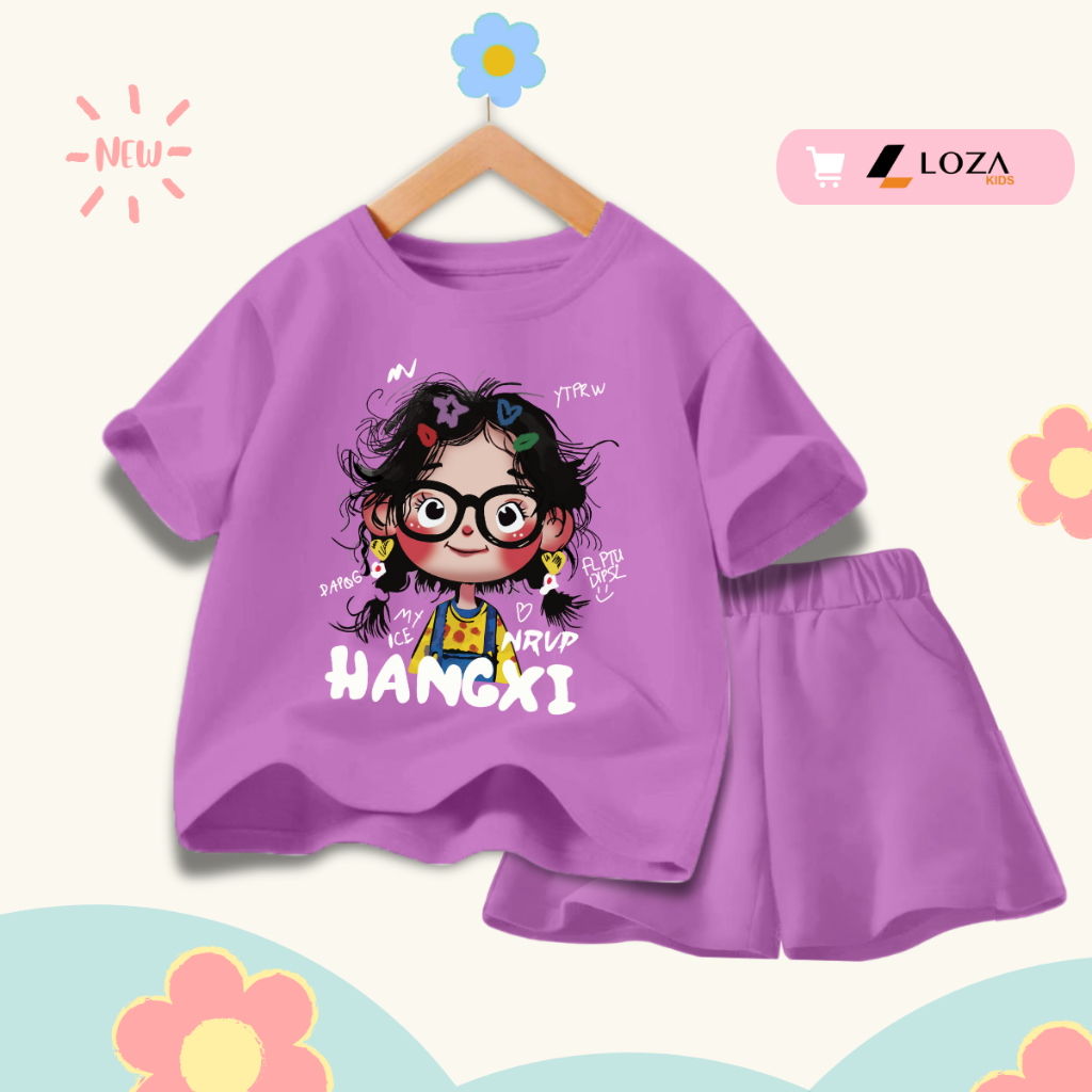 Bộ đồ bé gái in hình 'Cô gái hangxi' -  Loza Kids SB353