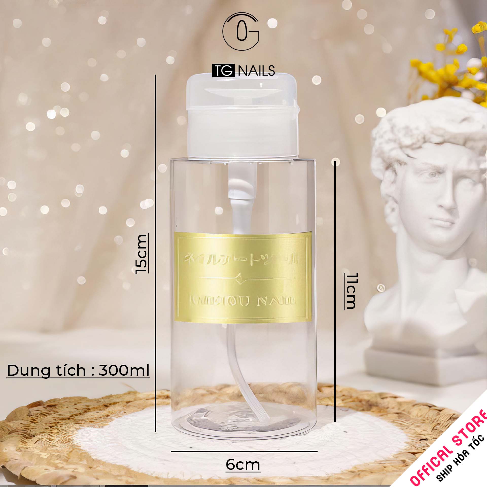 Bình đựng nước lau gel tem vàng 300ml