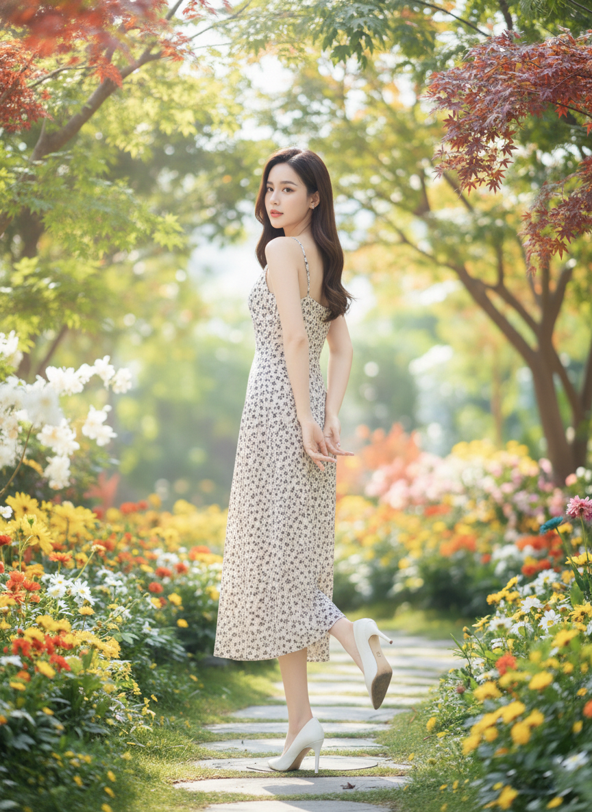 Đầm midi 2 dây hoa nhí xinh xắn_thumbnail_8