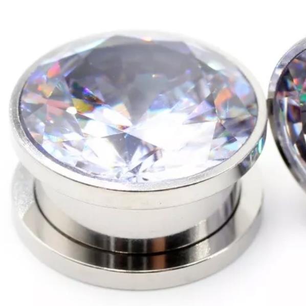 Khuyên nong kim cương trắng size 10.