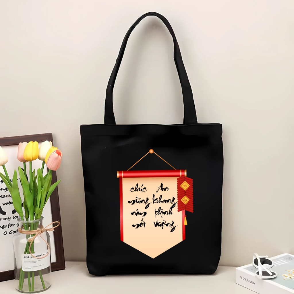 Túi tote vải canvas hình Tết đeo vai, có khoá kéo và ngăn phụ - 𝐖𝐞 𝐓𝐞𝐞 TOTE08_thumbnail_10
