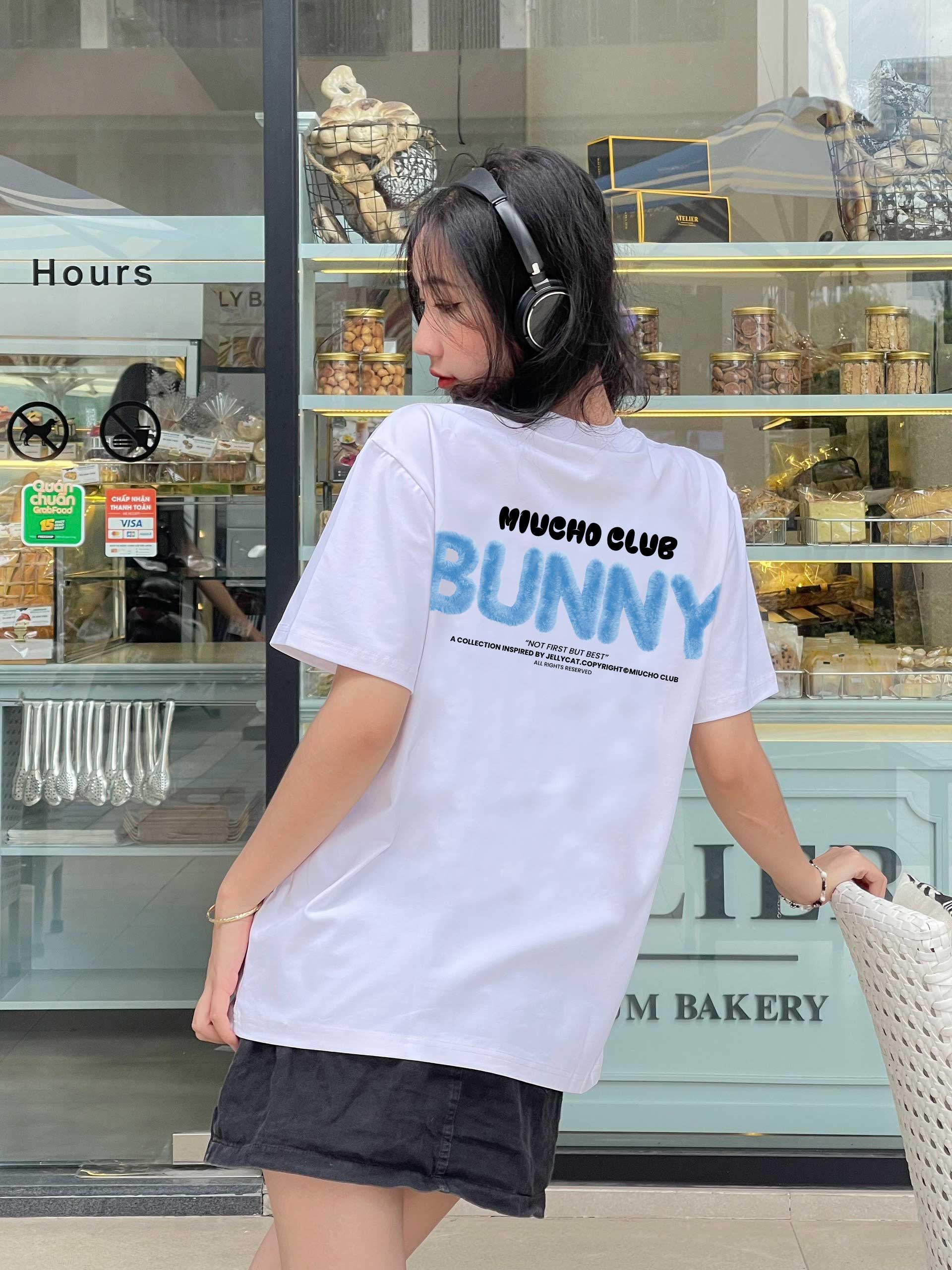 Áo thun thỏ Bunny form rộng local brand ATD1257 Miucho tay ngắn cổ tròn in mix_thumbnail_5
