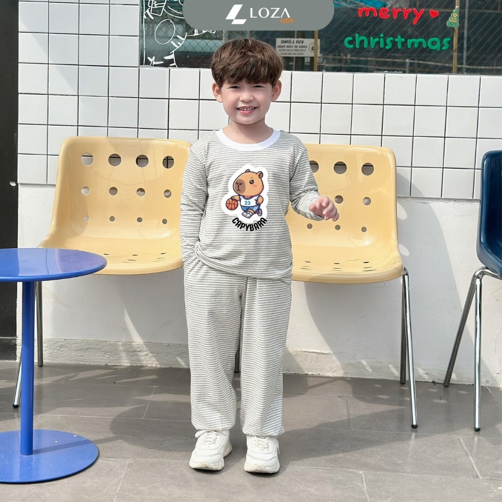 Bộ Thu - Đông kẻ bé trai in hình Capybara - Loza Kids TK552_thumbnail_1