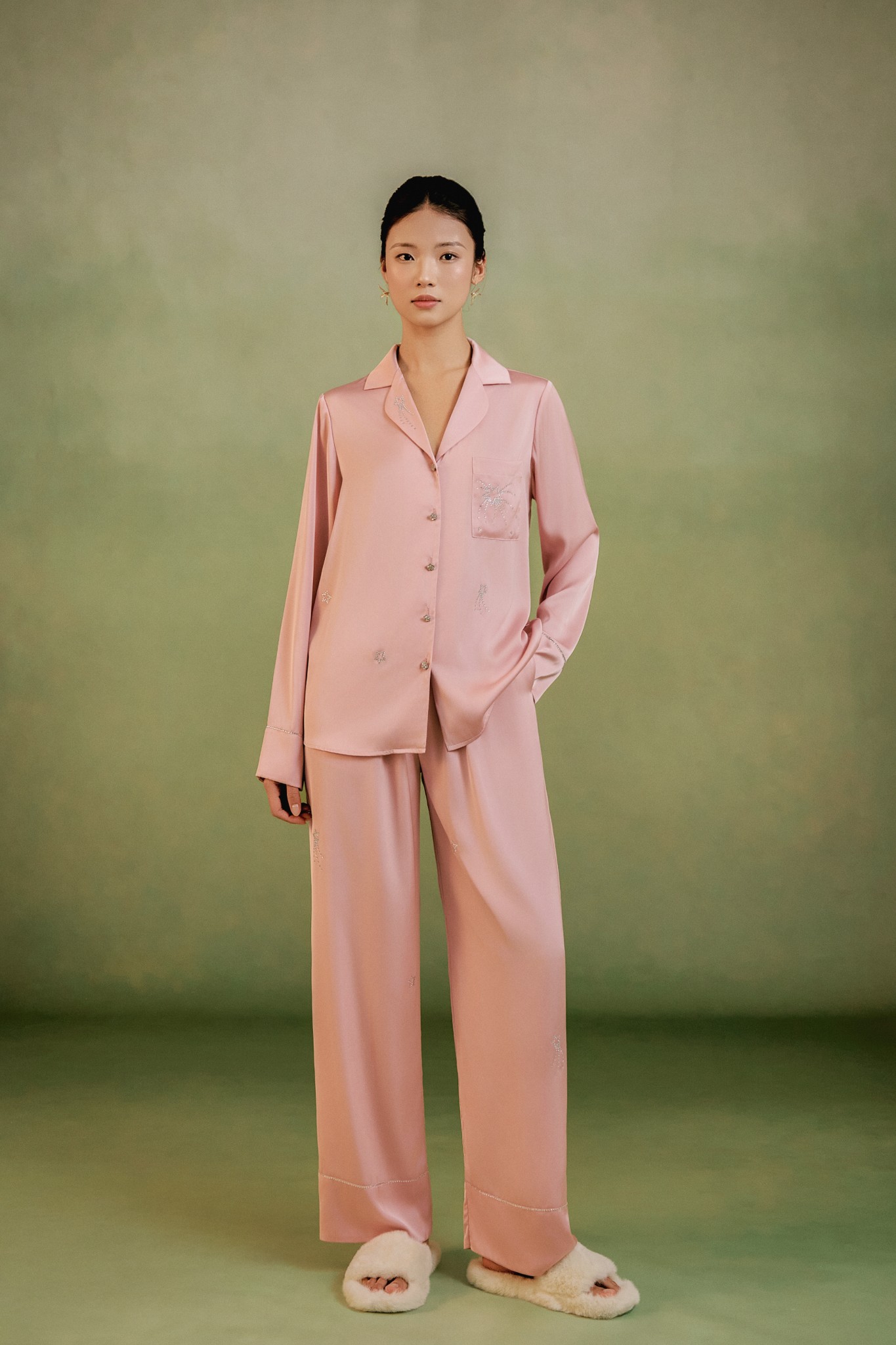 Bộ Lụa Áo Dài Tay, Quần Dài BN655