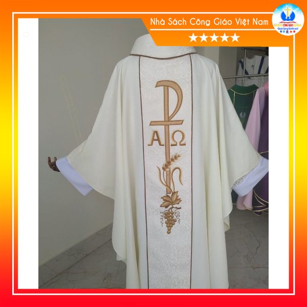 Áo Lễ Linh Mục trắng bạch kim AL2-4 Quà tặng Công Giáo, GIÁNG SINH, Lễ quan thầy, truyền chức, sinh nhật cha xứ