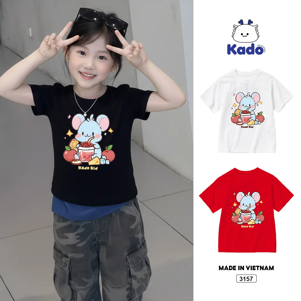 Áo thun bé trai bé gái 12 con giáp tuổi Tý Kado 3157