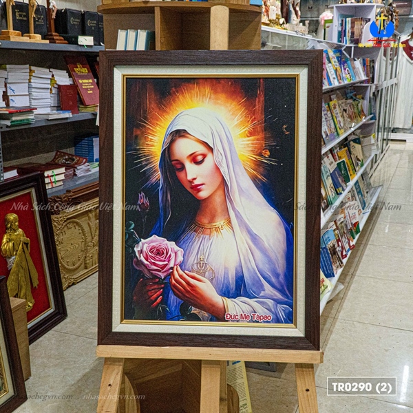 Tranh Đức Mẹ hoa hồng Tà Pao 44x59cm