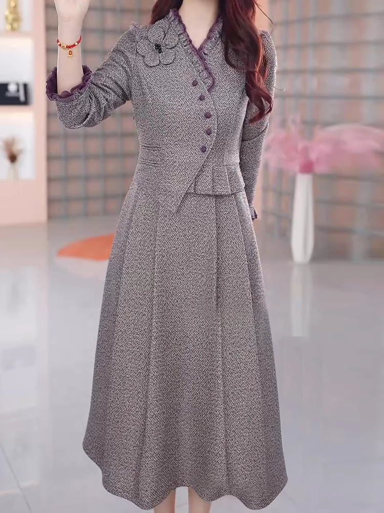 15095-Đầm xòe A dáng  peplum kết hoa bên vai ( bố ruby)_thumbnail_4