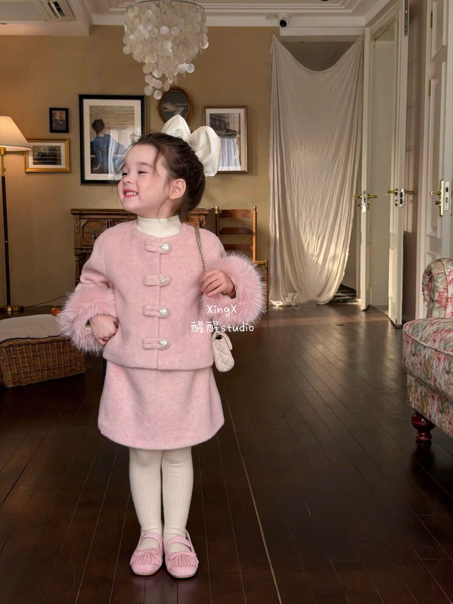 (S97) Set dạ hồng tay lông