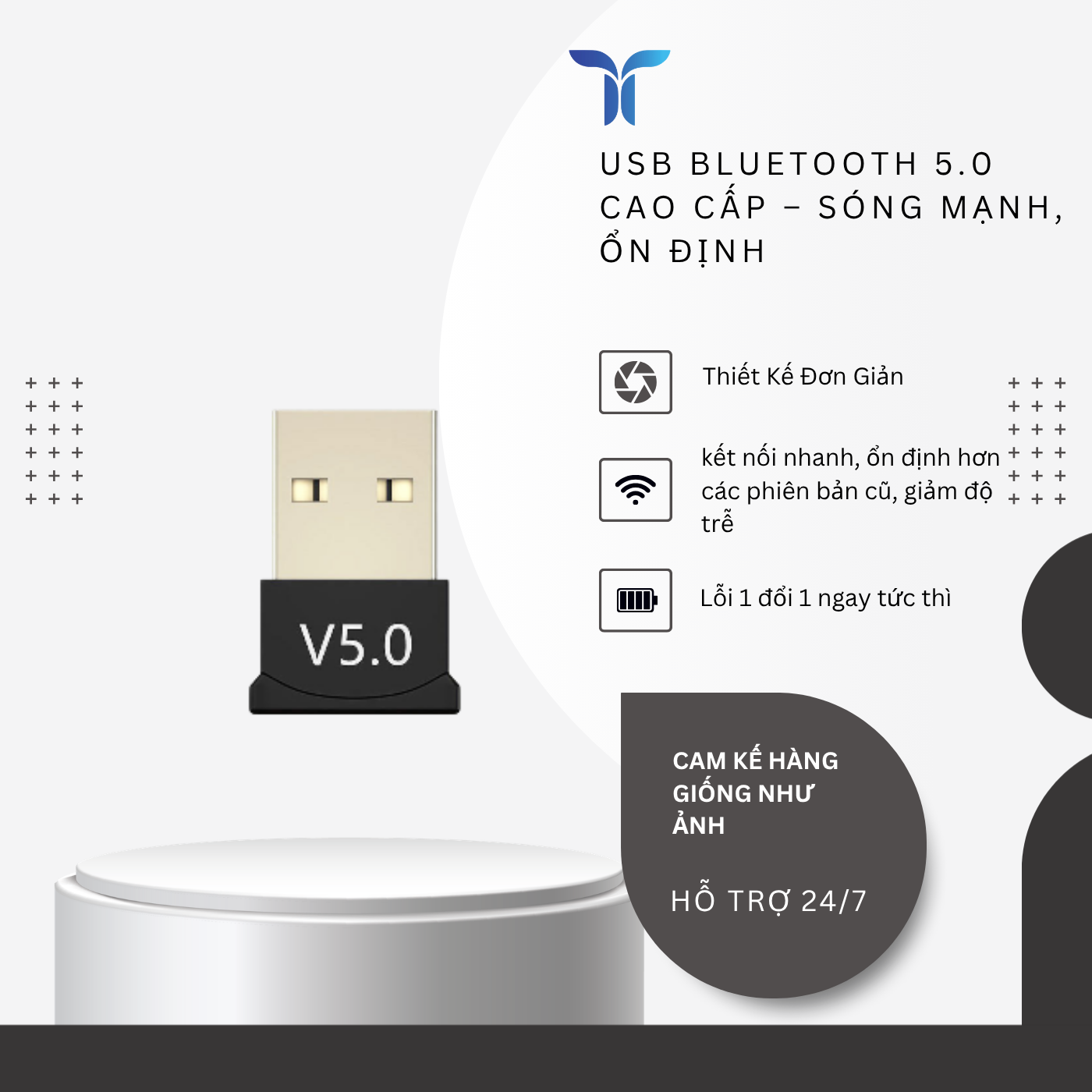 T-ECO SHOP | USB Bluetooth 5.0 Cho PC Laptop – Cắm Là Dùng, Kết Nối Tai Nghe, Chuột, Bàn Phím_thumbnail_1