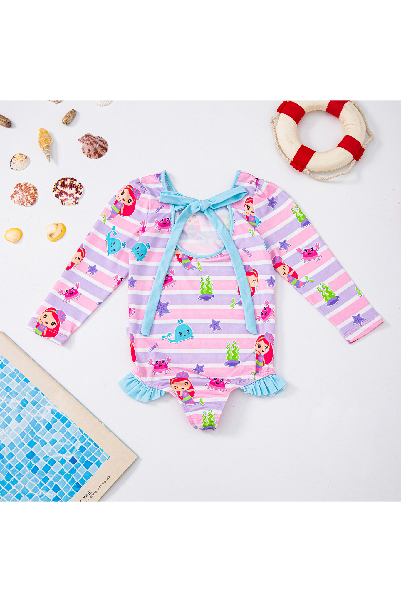 Bộ bơi liền bé gái cutout buộc nơ sau lưng_thumbnail_8