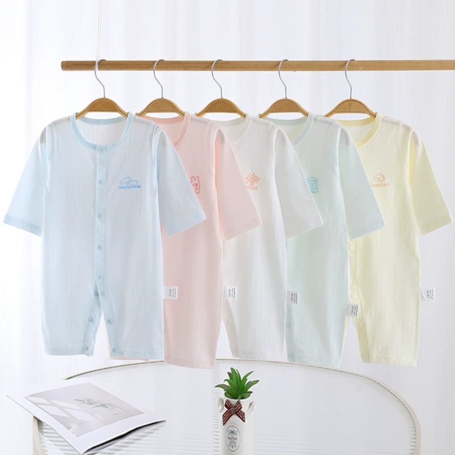 Áo liền thân sơ sinh DÀI TAY Cotton gân mỏng mùa hè cho bé – Vải kháng khuẩn 5A – Quần áo bodysuit bé trai bé gái từ 0–12 tháng