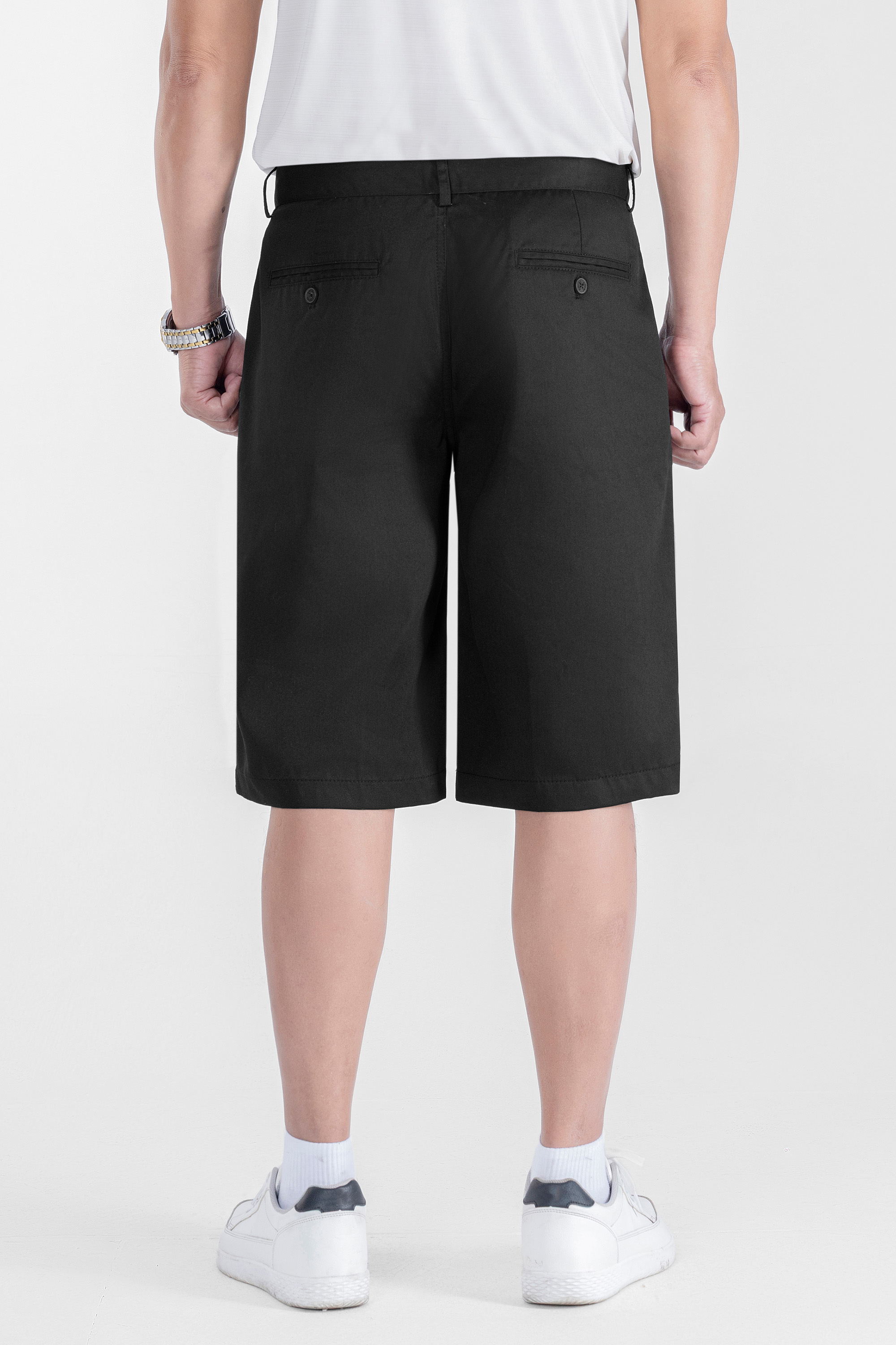 Quần Soọc Kaki 2 Li Nam Trung Niên ANCHI Dáng Suông Dài Qua Gối Màu Đen_thumbnail_2