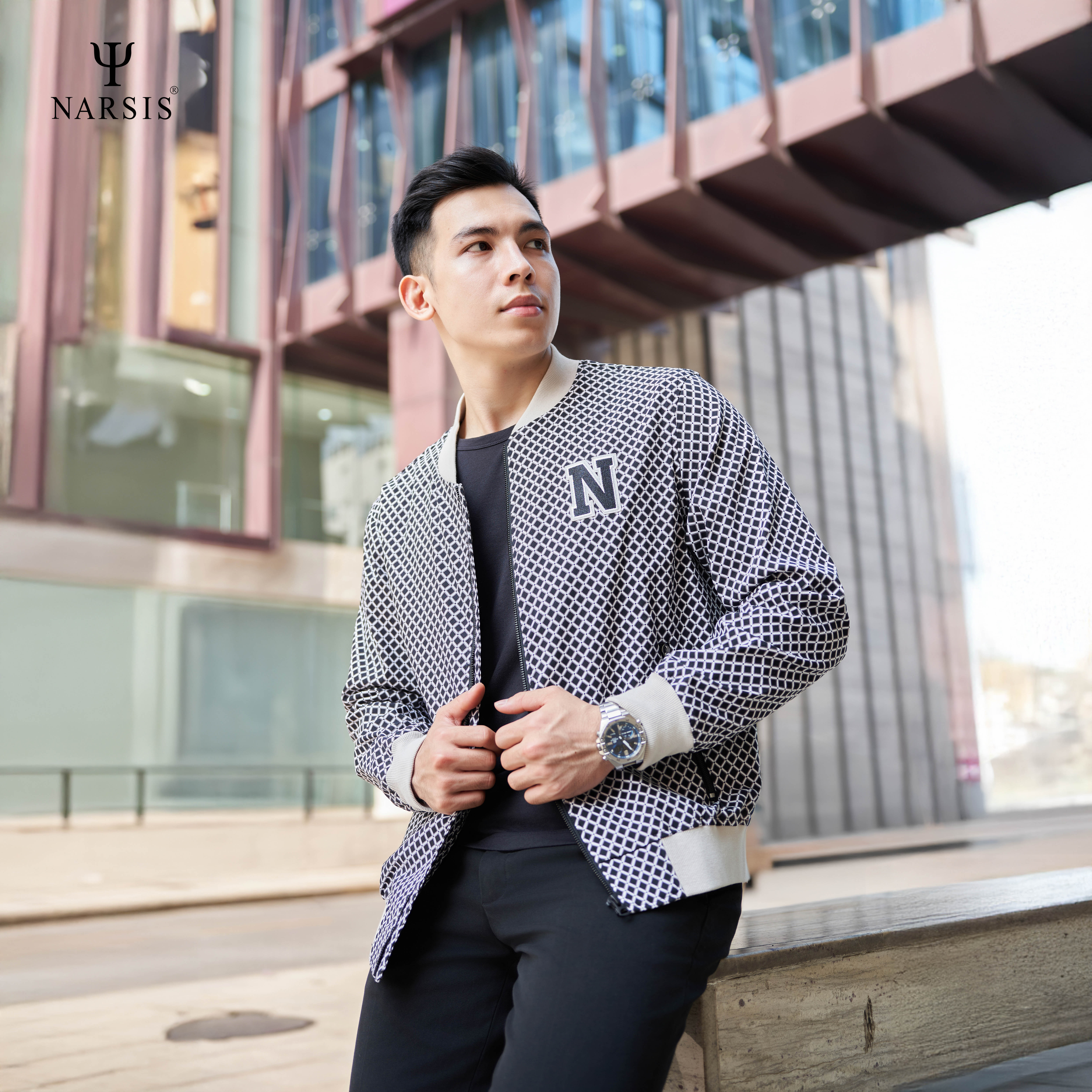 Áo khoác bomber nam Narsis D24035 dài tay, kiểu dáng trẻ trung, năng động._thumbnail_4