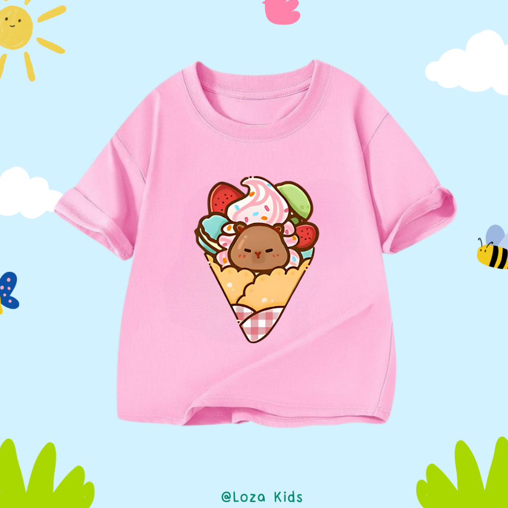 Áo thun  trẻ em in hình 'CapyBara ăn kem'- Loza Kids  AT012_thumbnail_7