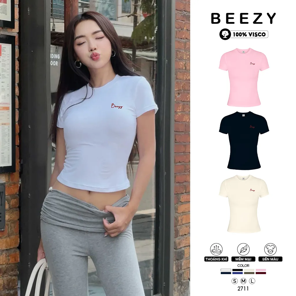 Áo baby tee Miucho vải visco cao cấp thoáng mát chuẩn form tôn dáng in typography 2711