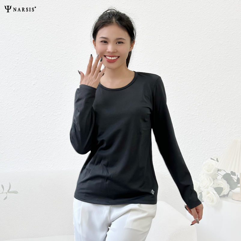 ÁO GIỮ NHIỆT NỮ DÀI TAY CAO CẤP NARSIS CHẤT NỈ GIỮ NHIỆT CO GIÃN TỐT LÓT NỈ CỔ TRÒN ÔM NHẸ L23001..._thumbnail_2