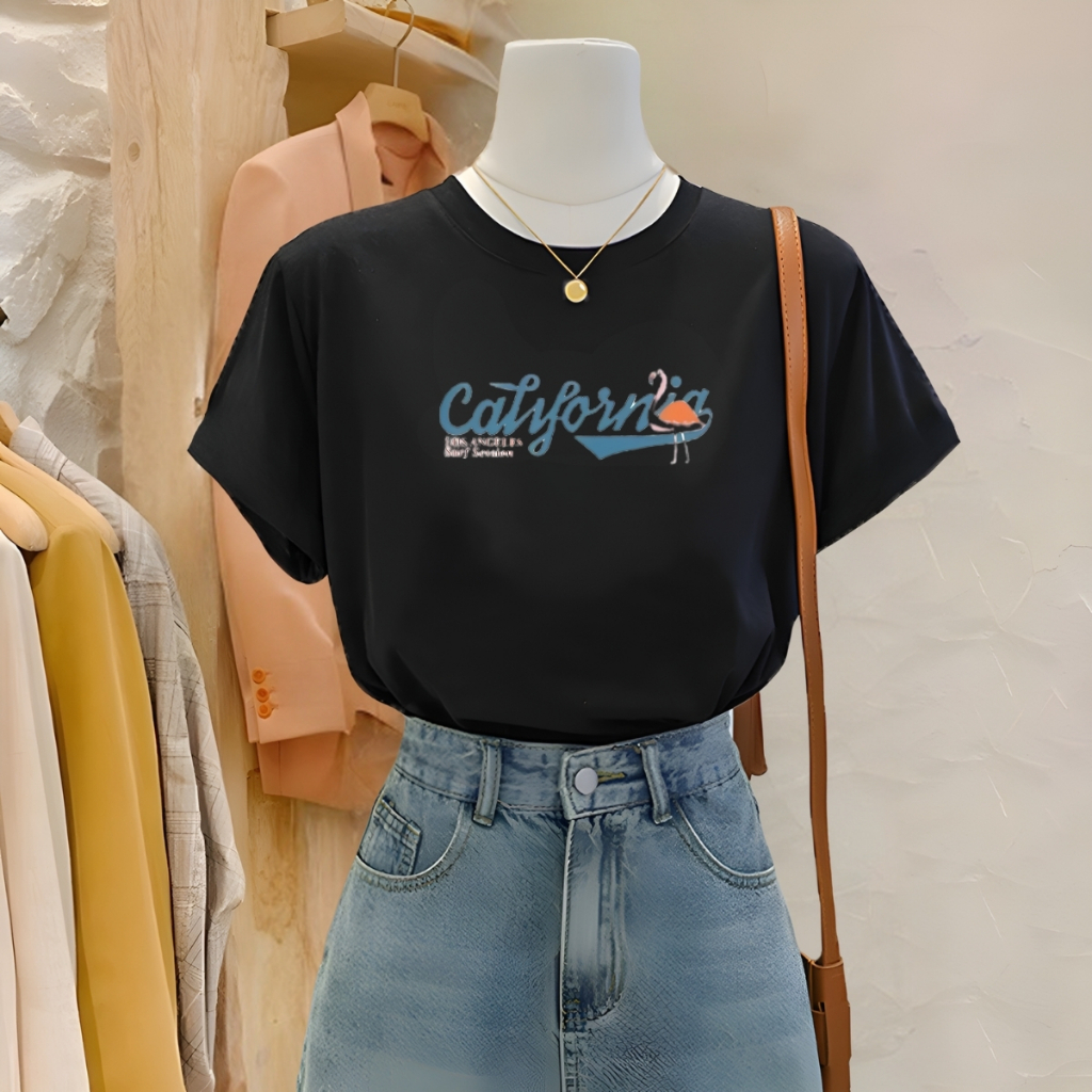 [Form Vừa] Áo phông nữ form vừa màu đen phong cách Hàn Quốc chất liệu thun 95% cotton - LOZA G0156