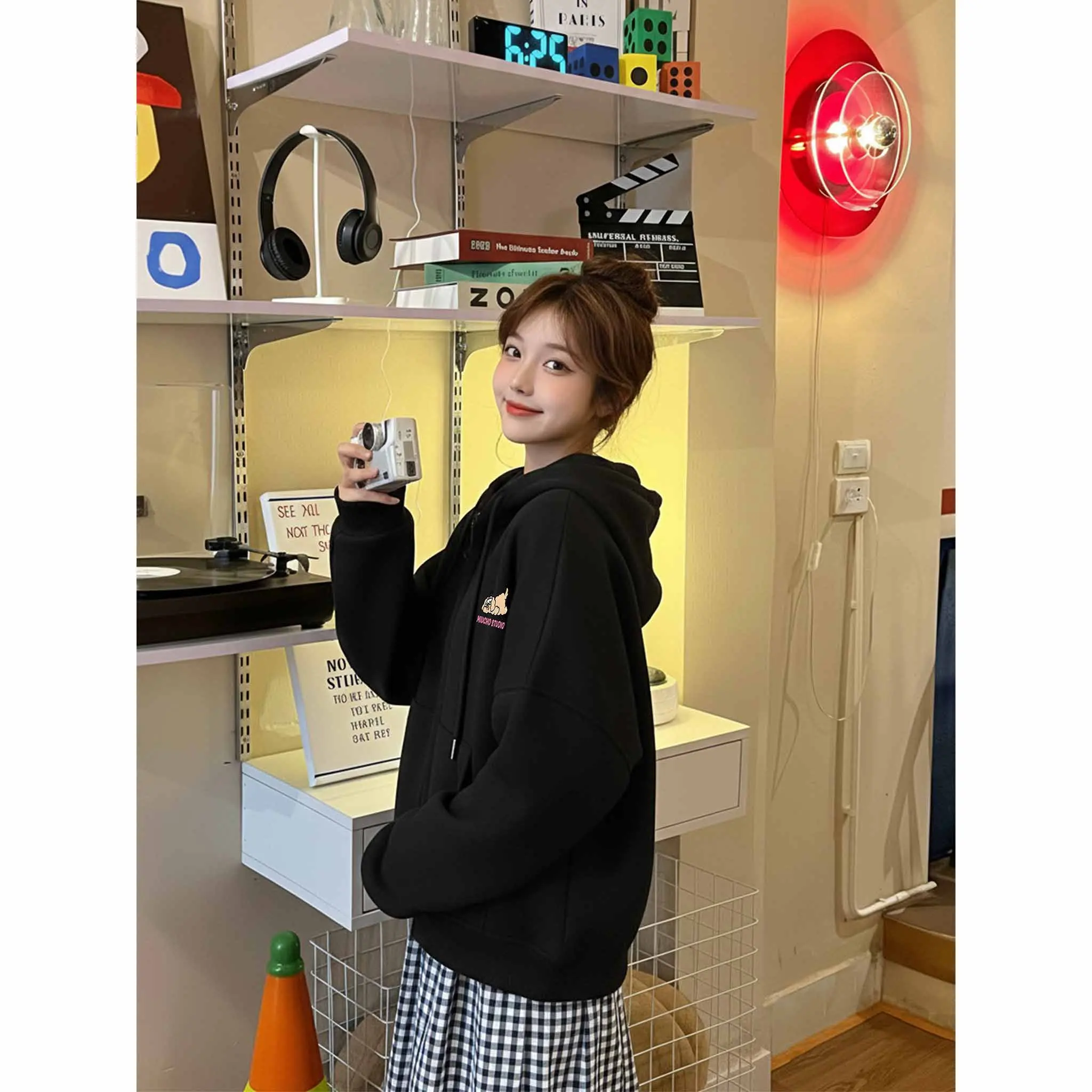 Áo hoodie zip boxy Miucho vải nỉ 2 da cao cấp dày dặn khóa kéo hình in dễ thương 2845_thumbnail_6