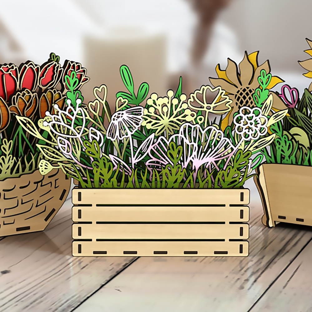 Chậu Hoa Bất Tử - Chậu hoa gỗ trang trí độc đáo, để bàn học, bàn làm việc. Hoa không bao giờ héo_thumbnail_4