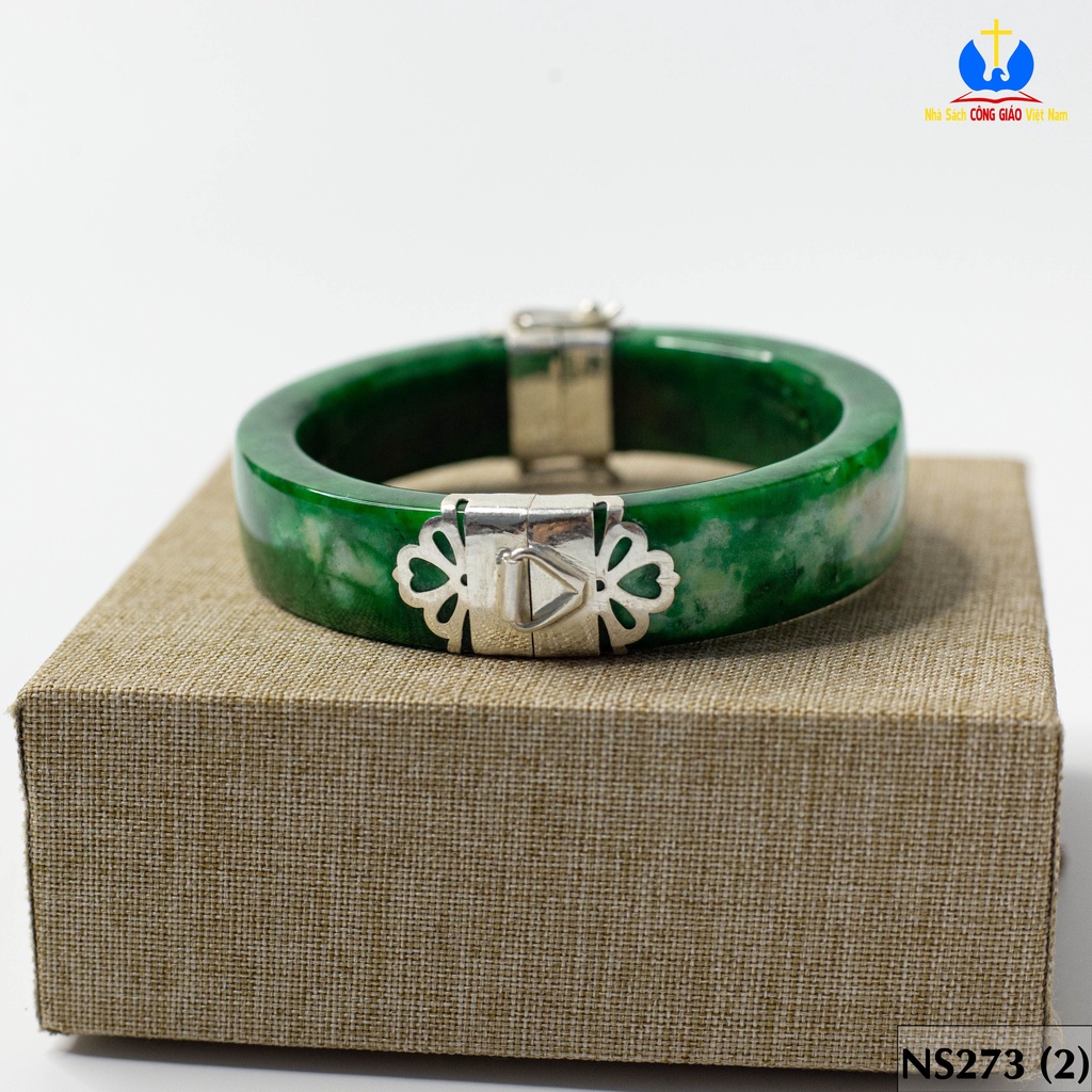 Vòng tay đá Ngọc Bích bọc bạc ta TS0272 - Món quà ý nghĩa cho mẹ và bà_thumbnail_3