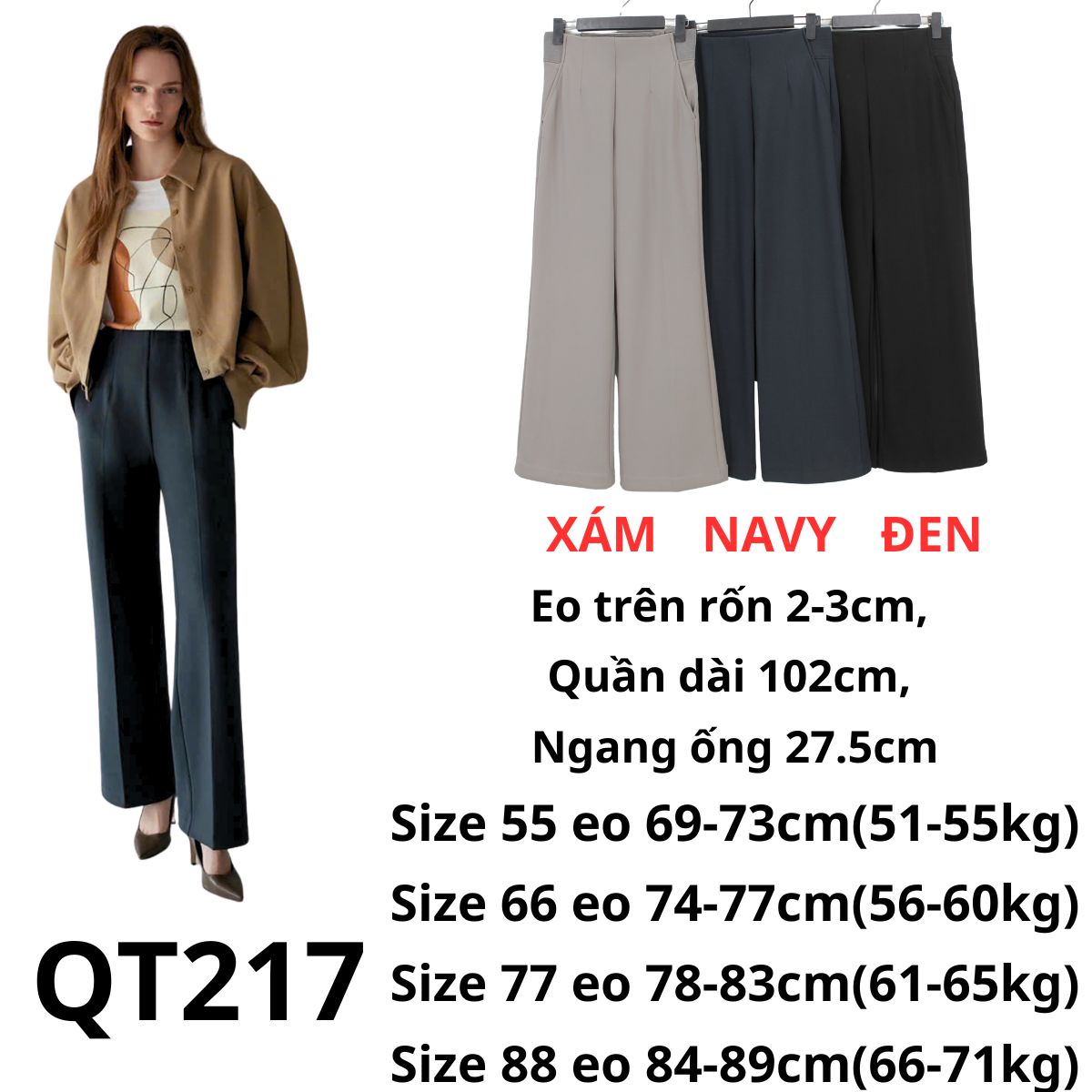 QT217- Quần tây Hàn lót lông