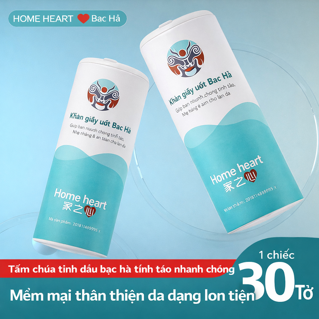 Khăn Giấy hương Bạc Hà Tỉnh Táo Home Heart – Làm Sạch Nhanh, Thơm Mát Dễ Chịu (30 Tờ) – L102