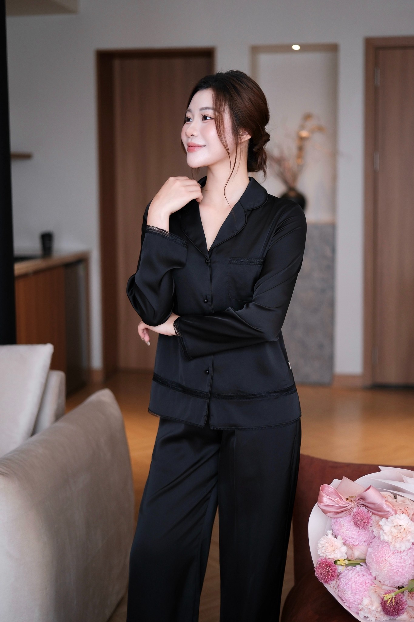 Bộ Lụa Áo Dài Tay, Quần Dài BN649_thumbnail_2