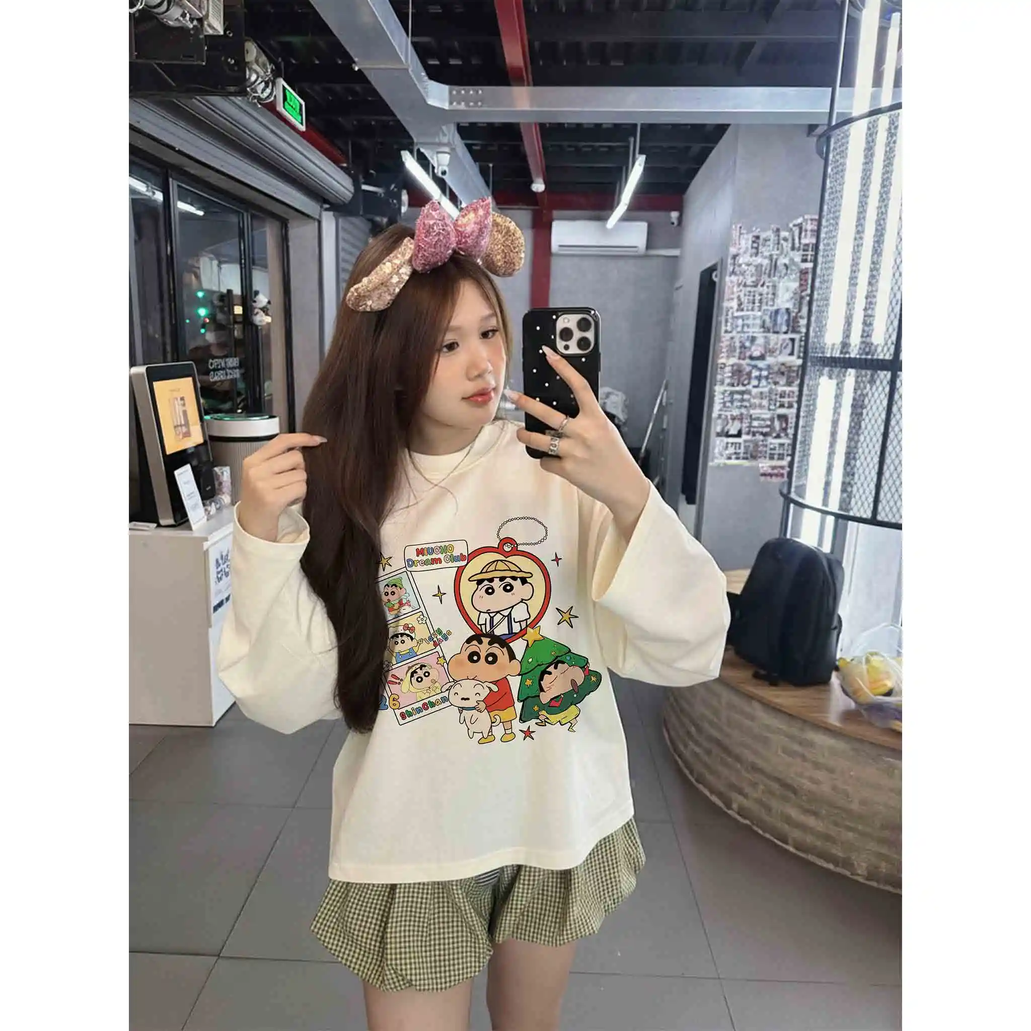 Áo thun boxy tay dài Miucho vải cotton co giãn 2 chiều thoáng mát hình Cu Shin đáng yêu in mix 2770_thumbnail_5