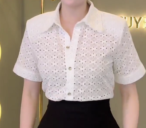 Sơ Mi Thô Ren Tay Cộc