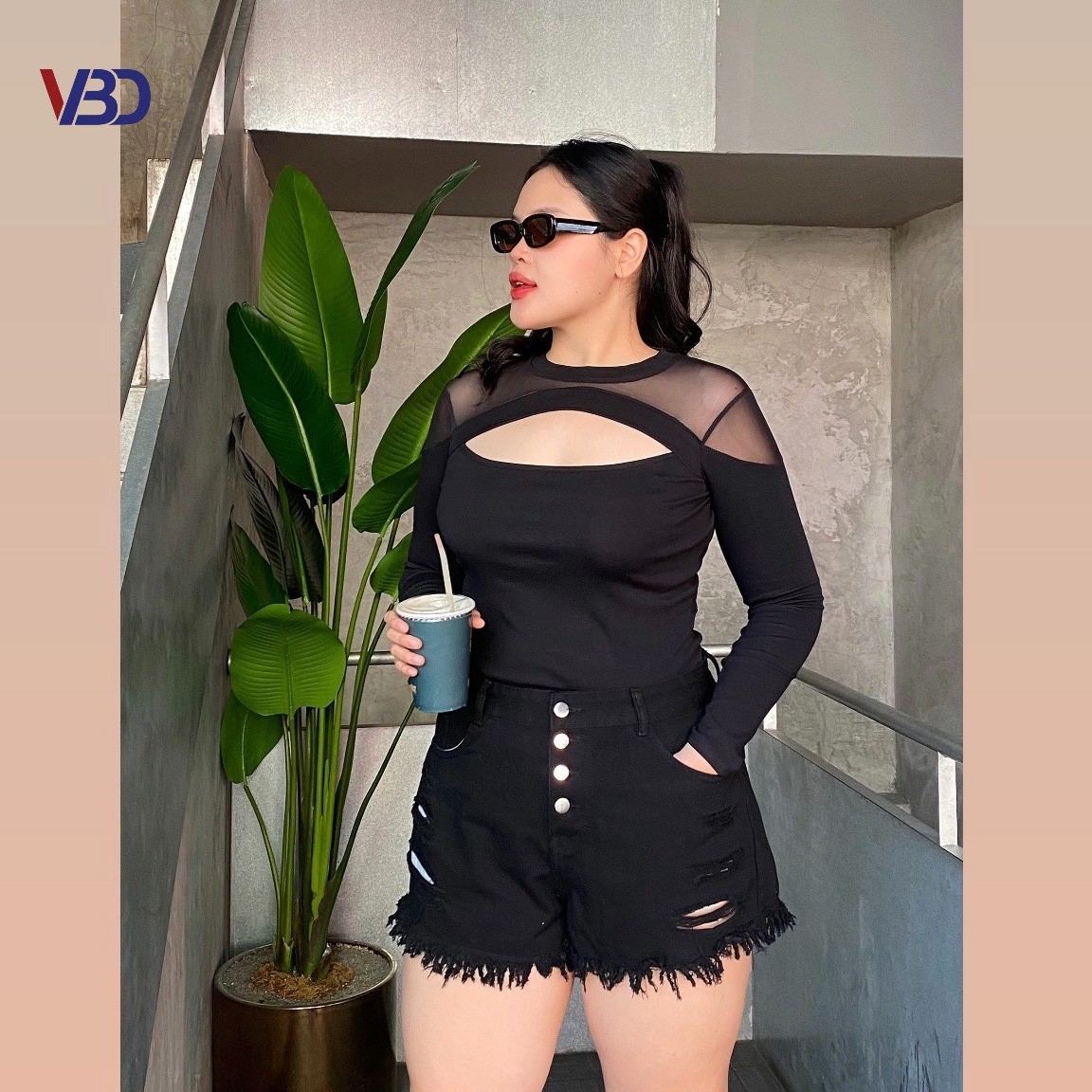 Quần short jean 4 nút rách bigsize QSJ1093 dành cho nàng từ 55-90kg_thumbnail_4