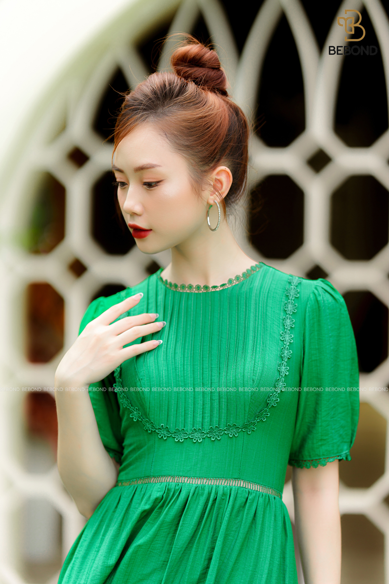 Đầm đũi XANH LÁ phối ren - Alice Dress_thumbnail_2