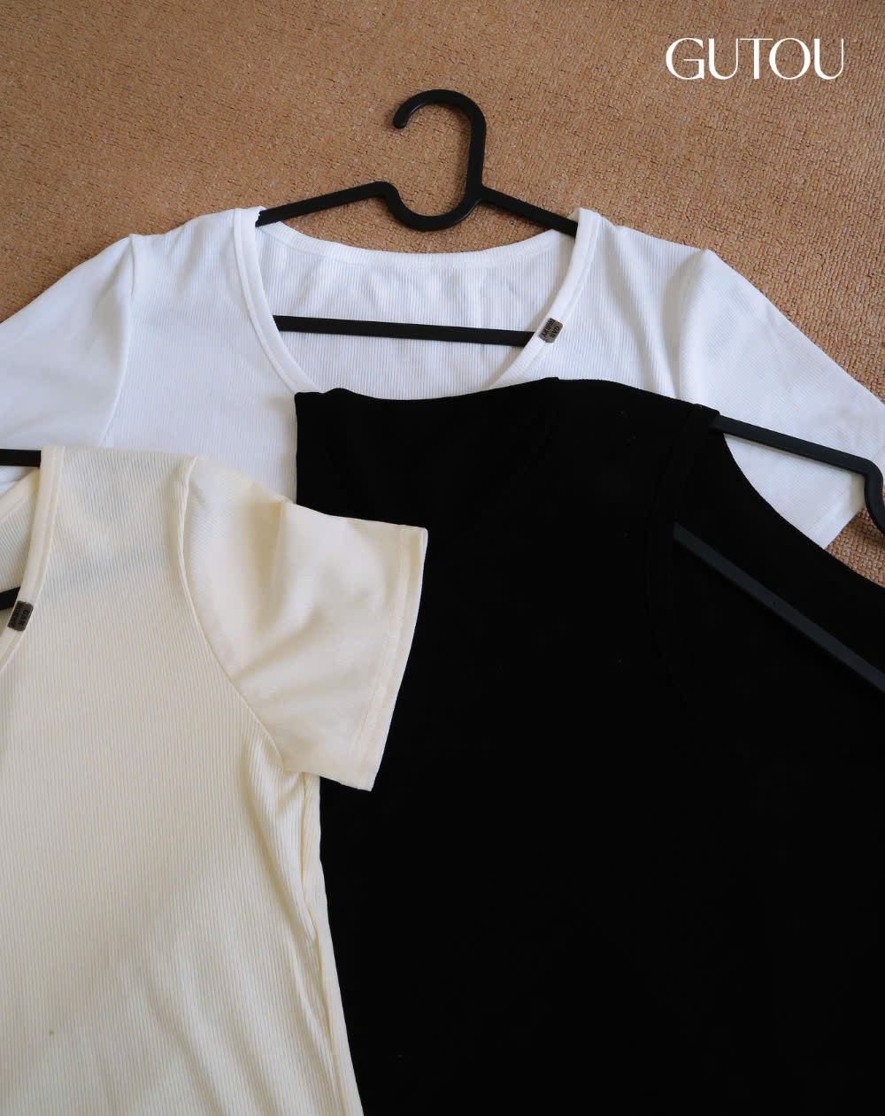 [ GUTOU ] Áo Thun Gân Cổ Tròn Basic_thumbnail_1