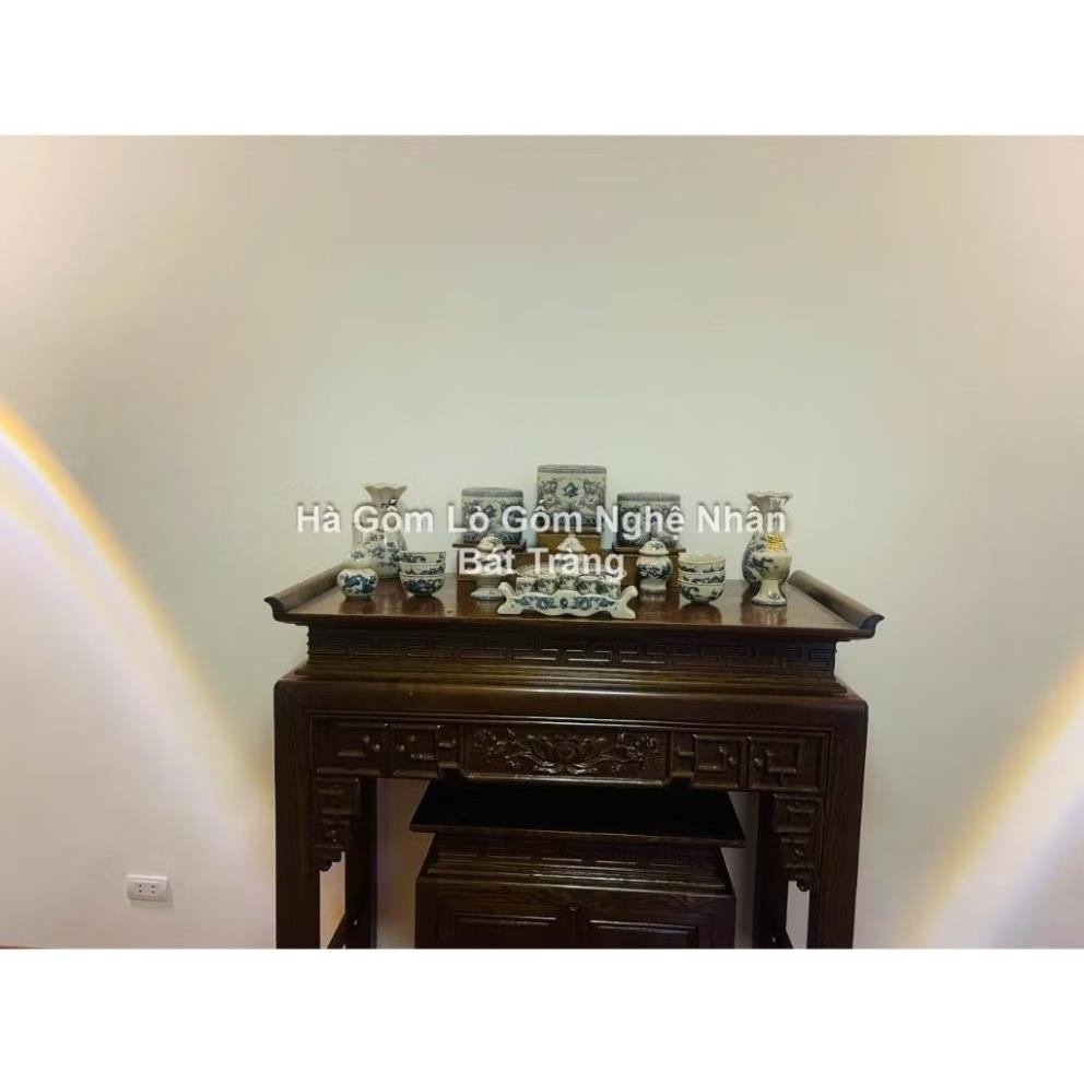 HG014 Đồ Thờ Cúng Bộ 13 món ban thờ 60CM - 80CM men rạn trơn nghệ nhân Bát Tràng chế tác TẶNG Thất Bảo, Tro Nếp_thumbnail_7