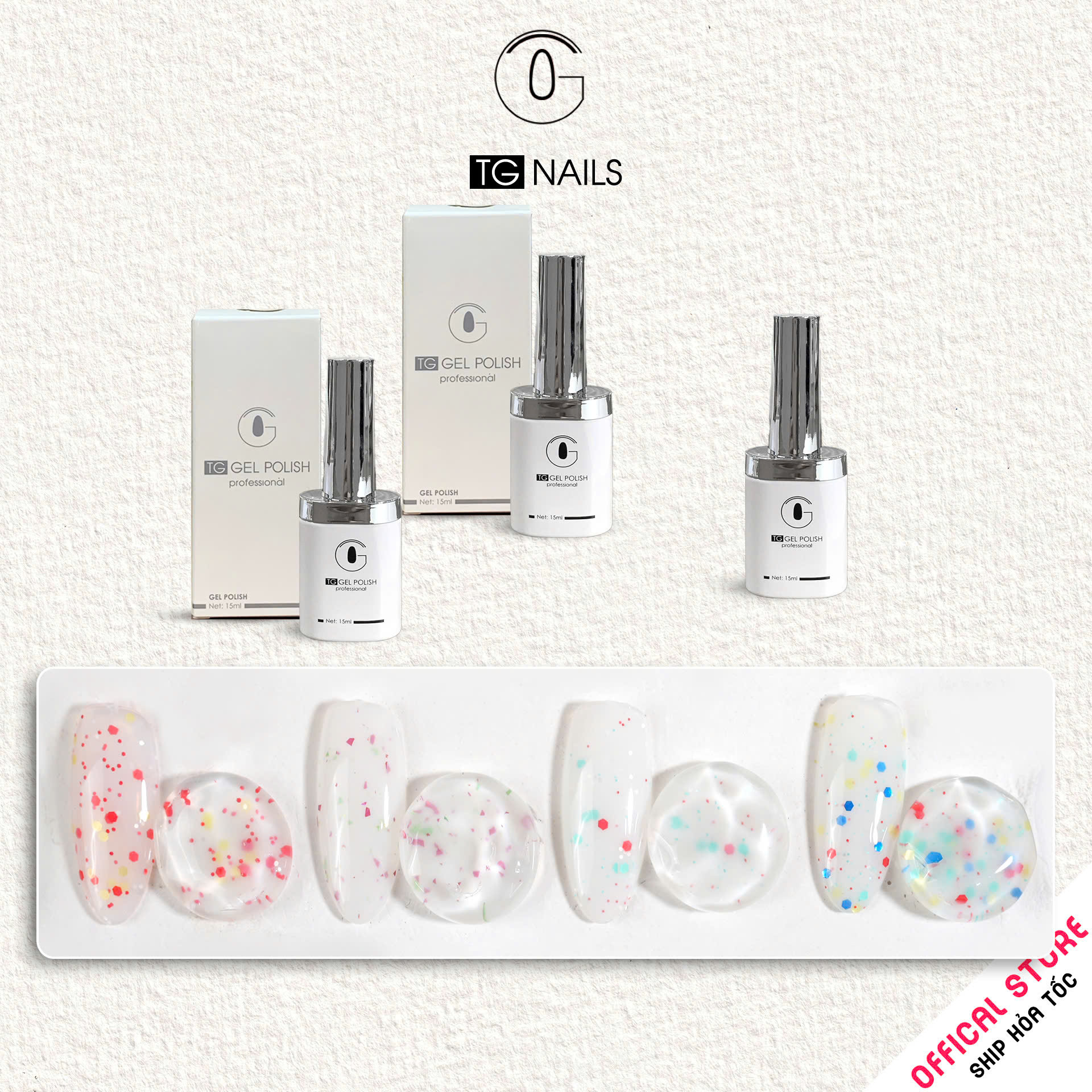 Sơn gel thạch nhũ sữa chua TG cọ tròn chai 15ml