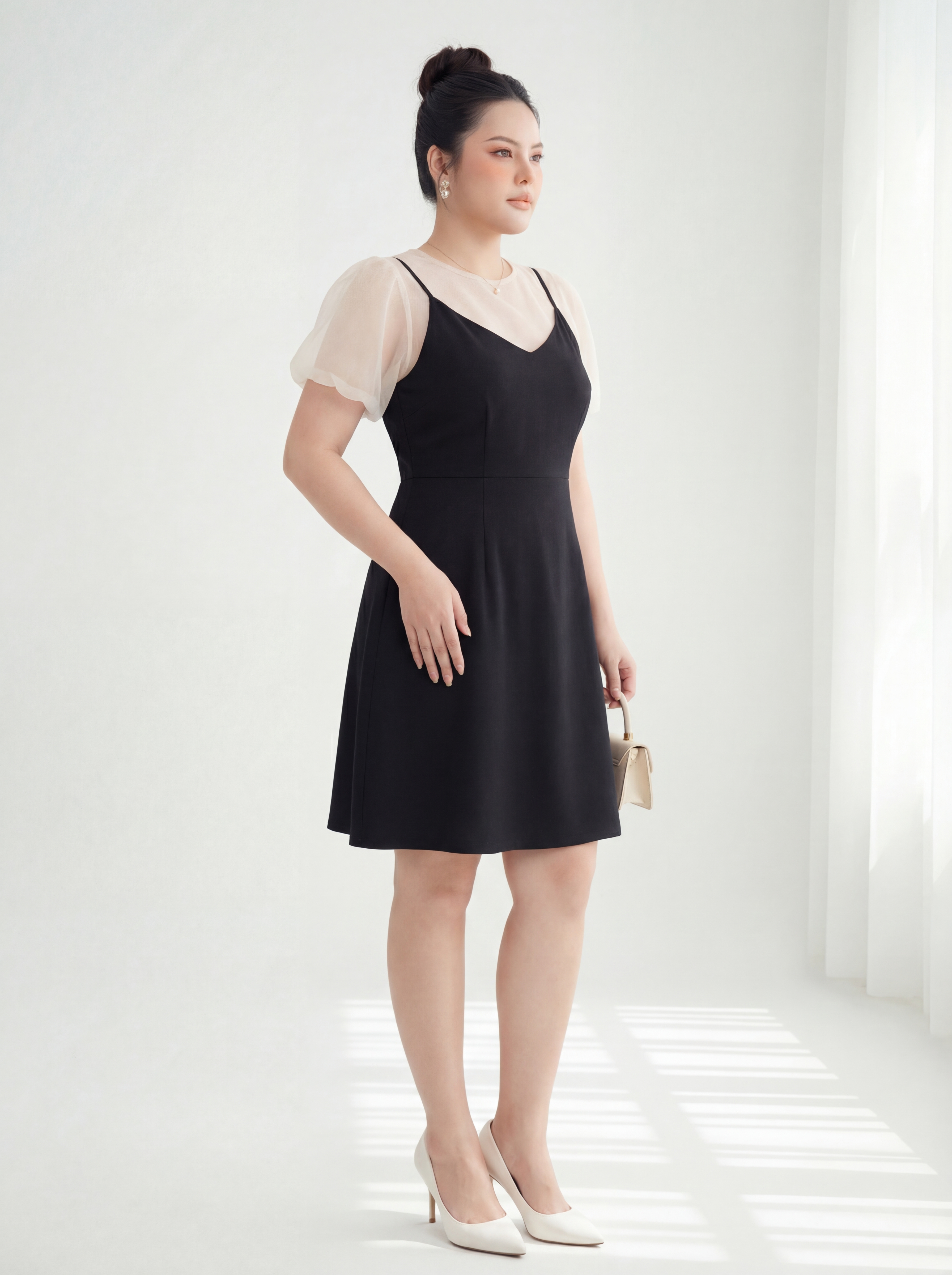 BIGSIZE NỮ - Sét đầm dáng A kèm áo lưới V-DA204_thumbnail_1