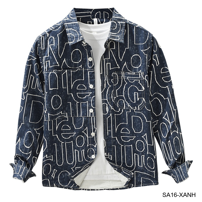 SA16 - Áo Sơ Mi Nam Tay Dài In Chữ Nghệ Thuật Dáng Rộng Phong Cách Thời Trang_thumbnail_6