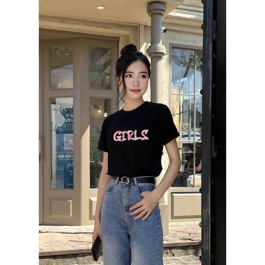 Áo thun nữ form vừa regular ARD555 Miucho Chic cotton cổ tròn in typography_thumbnail_5