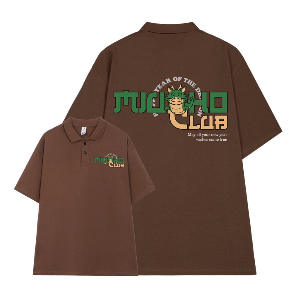 Áo polo form rộng nam basic nhiều màu PLD822 Miucho Man tay ngắn vải cotton Cổ trụ in typography_thumbnail_9